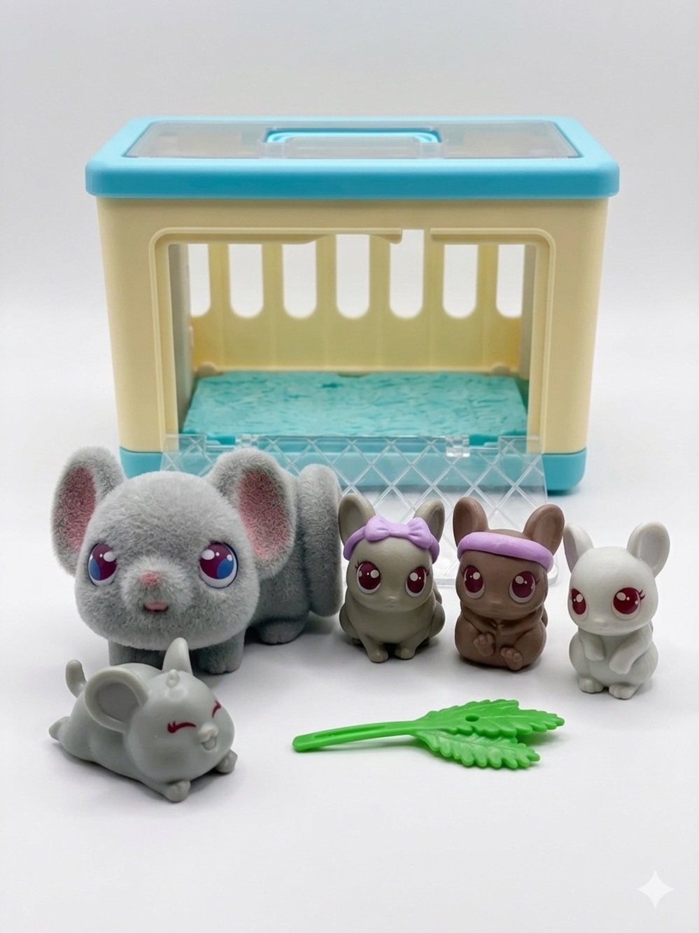Plush & Mini Bunny Playset with Pale Blue Carrier